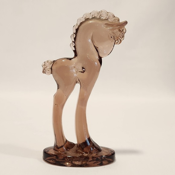 Mosser Glass Other - Vintage Mosser Glass Smoky Brown Horse Pony Foal Figurine *FLAW*Repaired Base